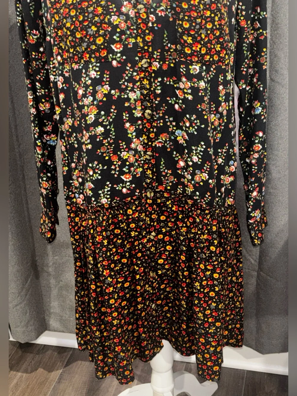 NWT Anthropologie Maeve Marlie Button Front Floral Tunic Dress Bohemian Size 4 - Picture 3 of 11